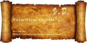 Valentiny Dezső névjegykártya